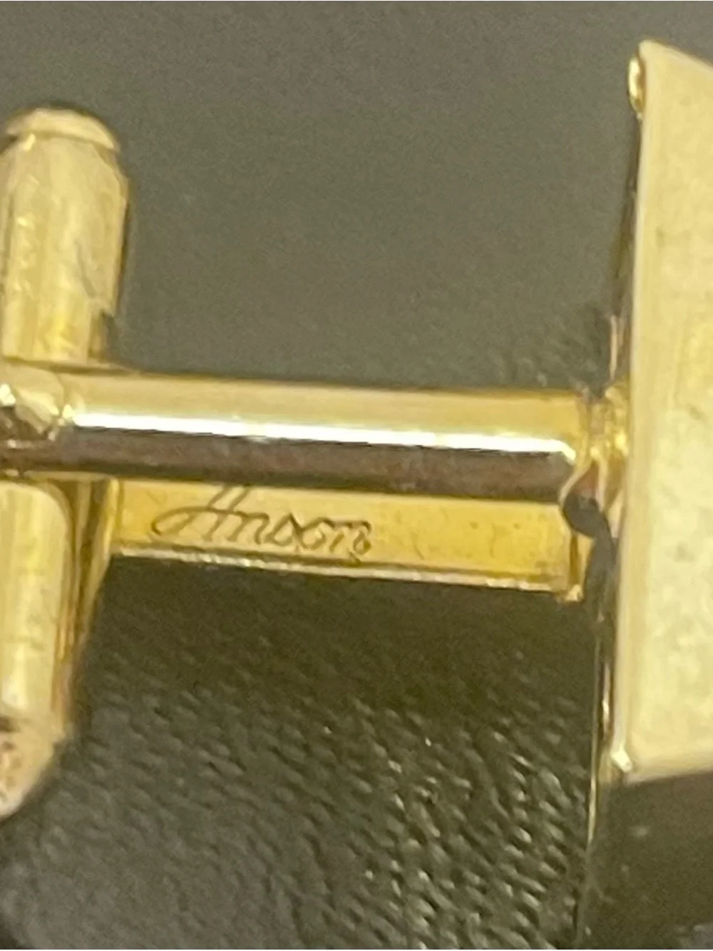 Vintage Anson Masonic Cufflinks & Tie Bar Set Gold Tone Black Enamel Mid-Century